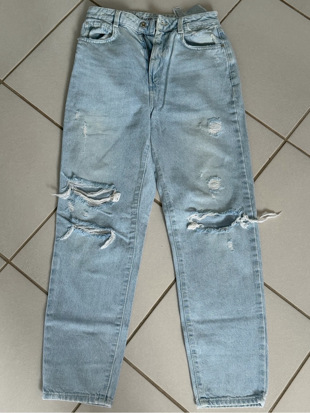 ZARA WOMEN'S DISTRESSED DENIM BLUE JEANS SIZE 4